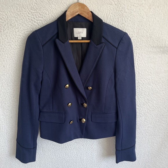 LOFT Jackets & Blazers - loft Double Breasted Blazer womens Size 4 Navy Black jacket